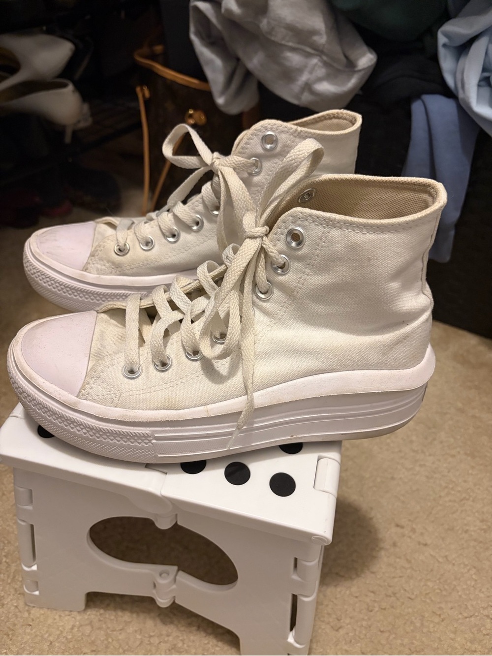 Classic High-Top Canvas Sneakers in Off-White